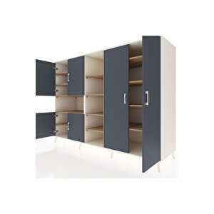 Kronos Dolap 13 Raflı 6 Kapaklı 220x59x163 Aytaşı-antrasit/çam