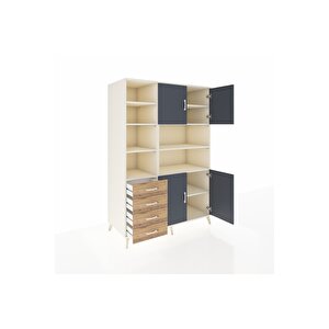 Kronos Dolap 9 Raflı 4 Çekmeceli 4 Kapaklı 132x59x195 Aytaşı-antrasit/çam