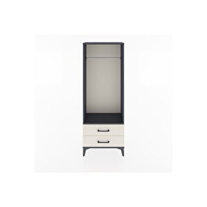 Arges Dolap Tek Raflı 2 Çekmeceli Tek Askılı 60x30x163 Antrasit-aytaşı