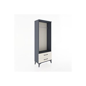 Arges Dolap Tek Raflı 2 Çekmeceli Tek Askılı 60x30x163 Antrasit-aytaşı