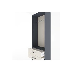Arges Dolap Tek Raflı 2 Çekmeceli Tek Askılı 60x30x163 Antrasit-aytaşı