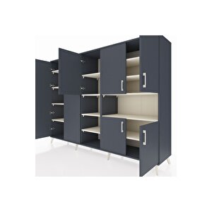 Hyperion Dolap 13 Raflı 7 Kapaklı 220x44x163 Antrasit-antrasit/aytaşı