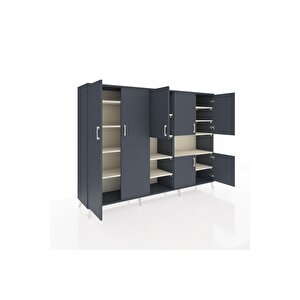 Hyperion Dolap 13 Raflı 7 Kapaklı 220x44x163 Antrasit-antrasit/aytaşı