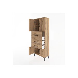 Arges Dolap 2 Raflı 3 Çekmeceli 4 Kapaklı 60x30x163 Çam-çam