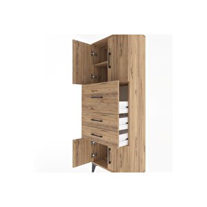Arges Dolap 2 Raflı 3 Çekmeceli 4 Kapaklı 60x30x163 Çam-çam