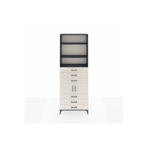 Arges Dolap 4 Raflı 6 Çekmeceli 2 Kapaklı 88x30x243 Antrasit-aytaşı