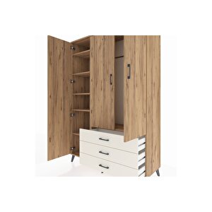 Hyperion Dolap 6 Raflı 3 Çekmeceli Tek Askılı 132x44x195 Çam-çam/aytaşı