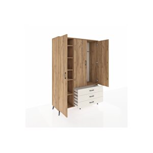 Hyperion Dolap 6 Raflı 3 Çekmeceli Tek Askılı 132x44x195 Çam-çam/aytaşı