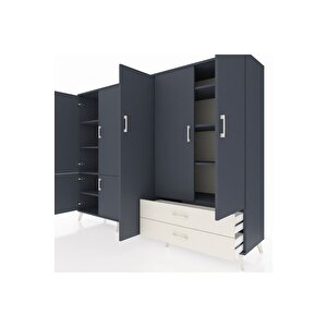 Hyperion Dolap 12 Raflı 2 Çekmeceli 7 Kapaklı 220x44x163 Antrasit-antrasit/aytaşı