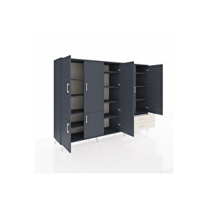 Hyperion Dolap 12 Raflı 2 Çekmeceli 7 Kapaklı 220x44x163 Antrasit-antrasit/aytaşı