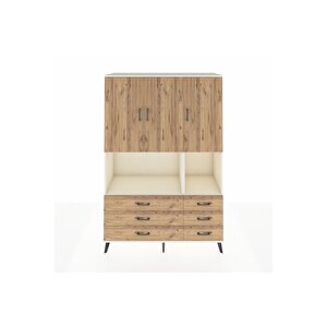 Hyperion Gardrop 6 Raflı 6 Çekmeceli 3 Kapaklı 132x44x195 Aytaşı-çam