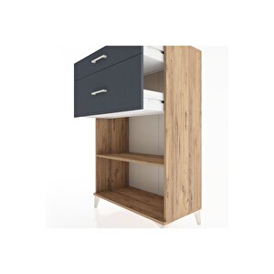 Hyperion Dolap Tek Raflı 2 Çekmeceli 88x44x134 Çam-antrasit