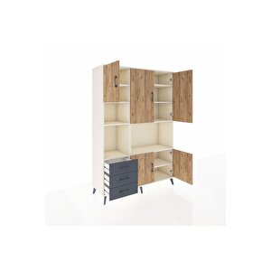 Hyperion Dolap 9 Raflı 3 Çekmeceli 5 Kapaklı 132x44x195 Aytaşı-çam/antrasit
