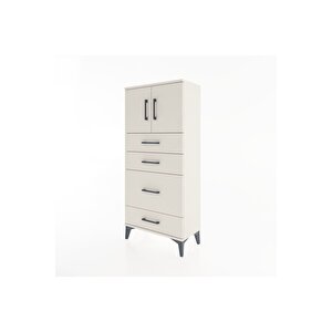 Hyperion Dolap Tek Raflı 4 Çekmeceli 2 Kapaklı 60x44x134 Aytaşı-aytaşı