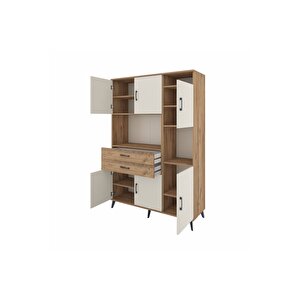 Hyperion Dolap 9 Raflı 2 Çekmeceli 6 Kapaklı 132x44x195 Çam-aytaşı/çam
