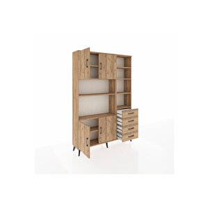 Arges Gardrop 9 Raflı 4 Çekmeceli 4 Kapaklı 132x30x195 Çam-çam