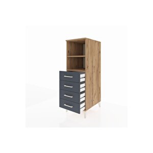 Kronos Dolap 2 Raflı 4 Çekmeceli 44x59x134 Çam-antrasit
