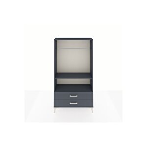 Arges Dolap 2 Raflı 2 Çekmeceli Tek Askılı 88x30x163 Antrasit-antrasit