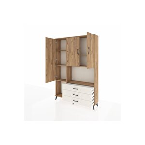 Arges Dolap 6 Raflı 3 Çekmeceli 3 Kapaklı 132x30x195 Çam-çam/aytaşı