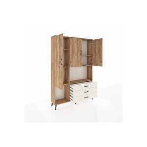 Arges Dolap 6 Raflı 3 Çekmeceli 3 Kapaklı 132x30x195 Çam-çam/aytaşı
