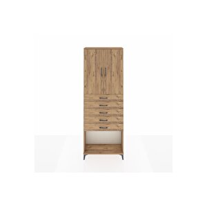 Arges Dolap 3 Raflı 5 Çekmeceli 2 Kapaklı 88x30x243 Çam-çam