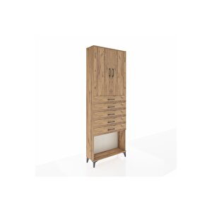 Arges Dolap 3 Raflı 5 Çekmeceli 2 Kapaklı 88x30x243 Çam-çam