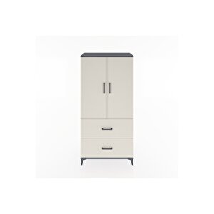 Hyperion Dolap 3 Raflı 2 Çekmeceli 2 Kapaklı 88x44x182 Antrasit-aytaşı