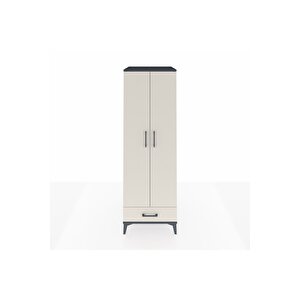 Kronos Dolap 2 Raflı Tek Çekmeceli Tek Askılı 60x59x182 Antrasit-aytaşı
