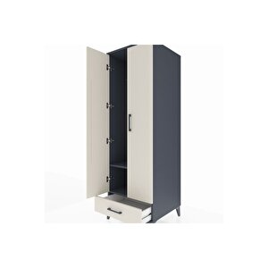 Kronos Dolap 2 Raflı Tek Çekmeceli Tek Askılı 60x59x182 Antrasit-aytaşı