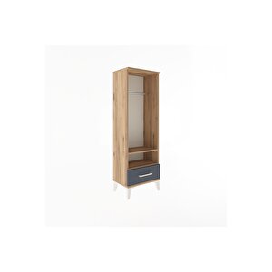 Arges Dolap 2 Raflı Tek Çekmeceli Tek Askılı 44x30x134 Çam-antrasit