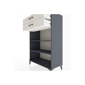 Hyperion Dolap 2 Raflı 2 Çekmeceli 88x44x134 Antrasit-aytaşı