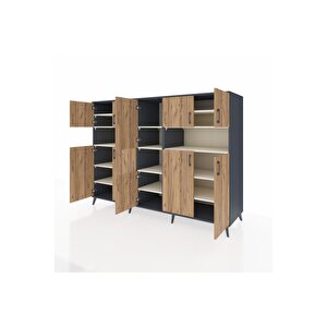 Kronos Dolap 14 Raflı 10 Kapaklı 220x59x163 Antrasit-çam/aytaşı