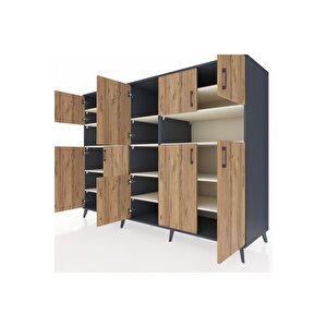 Kronos Dolap 14 Raflı 10 Kapaklı 220x59x163 Antrasit-çam/aytaşı