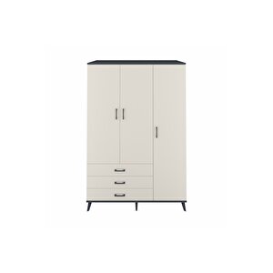 Kronos Dolap 6 Raflı 3 Çekmeceli Tek Askılı 132x59x195 Antrasit-aytaşı/aytaşı