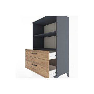 Hyperion Dolap 2 Raflı 2 Çekmeceli 88x44x134 Antrasit-çam