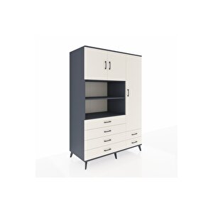 Kronos Dolap 9 Raflı 6 Çekmeceli 3 Kapaklı 132x59x195 Antrasit-aytaşı/aytaşı