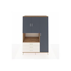 Kronos Dolap 7 Raflı 3 Çekmeceli 3 Kapaklı 132x59x195 Çam-antrasit/aytaşı