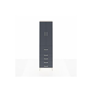 Arges Dolap 2 Raflı 5 Çekmeceli 2 Kapaklı 60x30x221 Aytaşı-antrasit