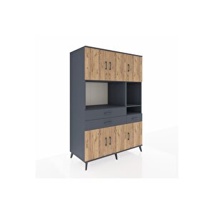 Kronos Dolap 9 Raflı 3 Çekmeceli 6 Kapaklı 132x59x195 Antrasit-çam/antrasit