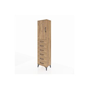 Arges Dolap 2 Raflı 6 Çekmeceli Tek Kapaklı 44x30x182 Çam-çam
