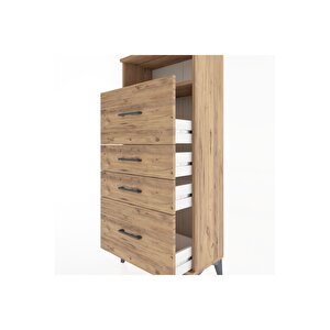 Hyperion Dolap Tek Raflı 4 Çekmeceli 60x44x134 Çam-çam
