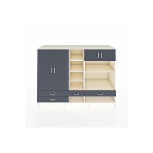 Kronos Dolap 12 Raflı 4 Çekmeceli 4 Kapaklı 220x59x163 Aytaşı-antrasit