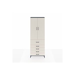 Arges Dolap 4 Raflı 5 Çekmeceli 2 Kapaklı 88x30x243 Antrasit-aytaşı