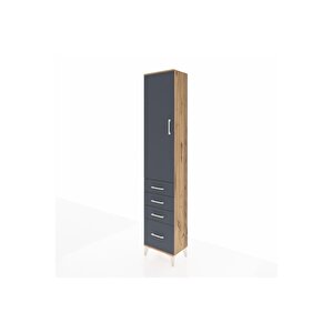 Arges Dolap 2 Raflı 4 Çekmeceli Tek Askılı 44x30x221 Çam-antrasit