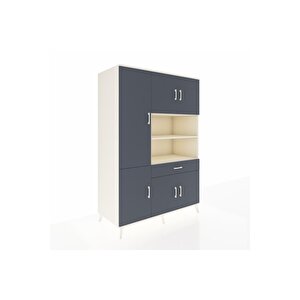 Kronos Dolap 10 Raflı Tek Çekmeceli 6 Kapaklı 132x59x195 Aytaşı-antrasit/antrasit