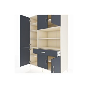 Kronos Dolap 10 Raflı Tek Çekmeceli 6 Kapaklı 132x59x195 Aytaşı-antrasit/antrasit