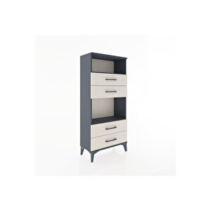 Hyperion Dolap 2 Raflı 4 Çekmeceli 60x44x134 Antrasit-aytaşı