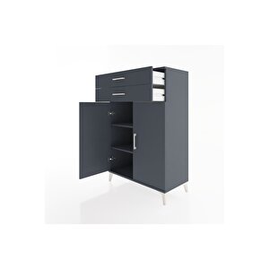 Hyperion Dolap 2 Raflı 2 Çekmeceli 2 Kapaklı 88x44x134 Antrasit-antrasit