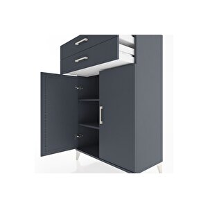 Hyperion Dolap 2 Raflı 2 Çekmeceli 2 Kapaklı 88x44x134 Antrasit-antrasit