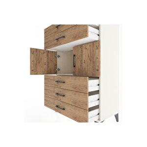 Hyperion Dolap Tek Raflı 5 Çekmeceli 2 Kapaklı 88x44x134 Aytaşı-çam